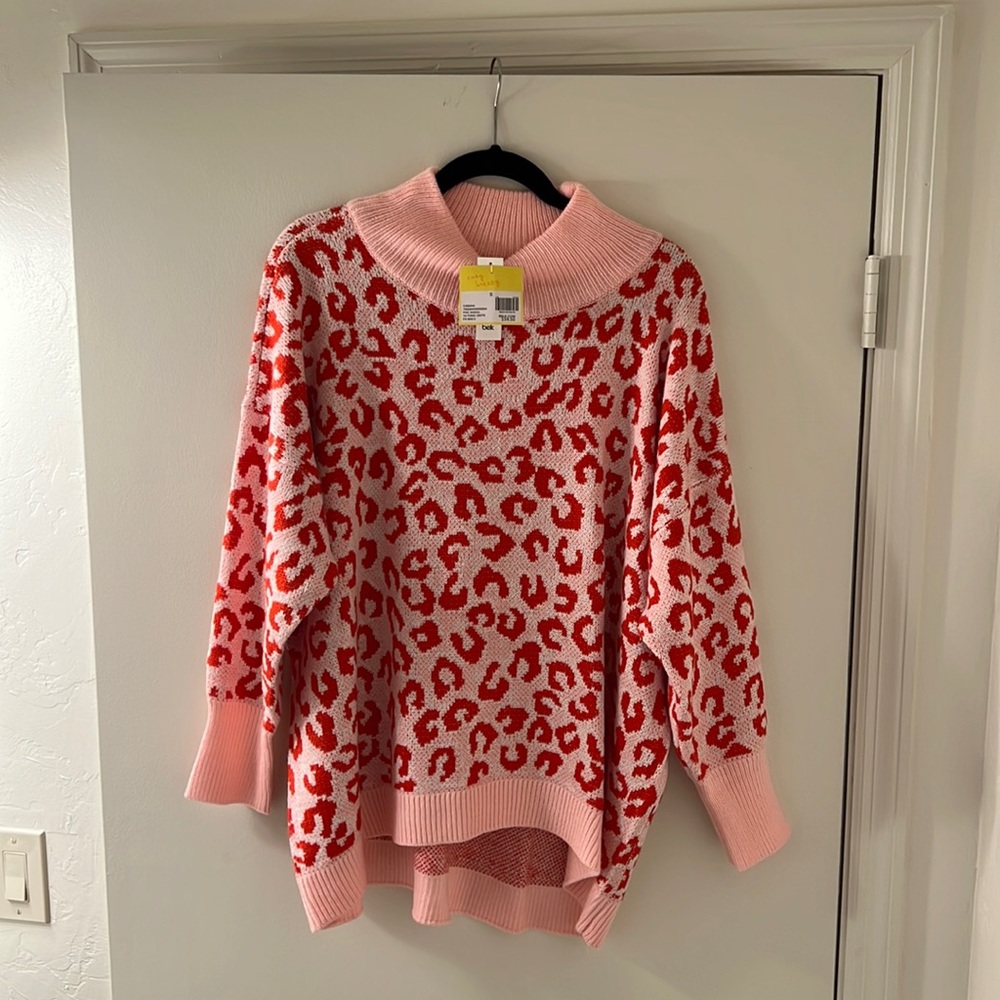 Crown & Ivy Pink Animal Sweater